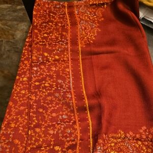Elegant Orange Embroidered Dupatta